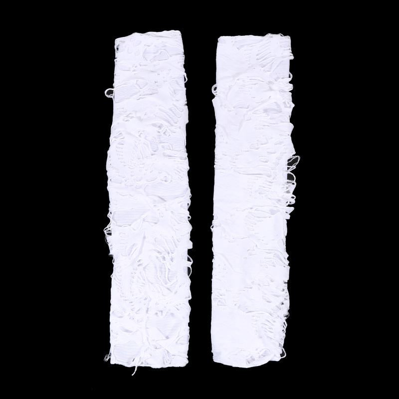 Women Punk Winter Ripped Arm Warmer Knitted Stretchy Soft Fingerless Gloves for Christmas Halloween Party Costume