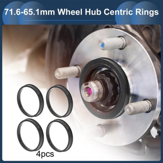 Центровочные кольца для ступиц колес автомобиля, OD 716 мм - ID 651 мм, Черный поликарбонат, 4 шт.