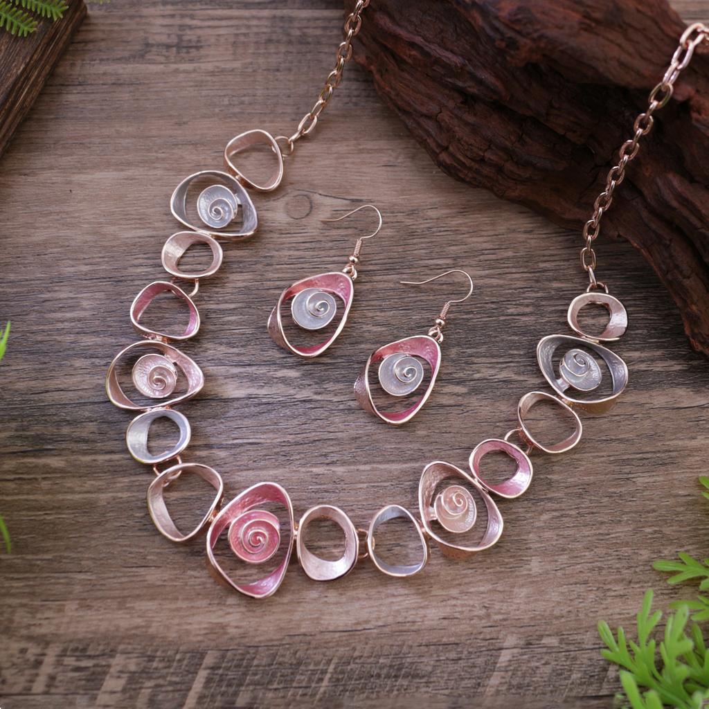 New Color Painting Oil Hollow Flower Earrings Necklace Set, Women's Fashion High-end Flower Necklace