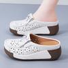 Damen Sandalen mit Höhenabsatz Plateau Loafers Rot Slipper zum Hineinschlüpfen Lässige Clogs Blume Leder Weiße Schuhe für Mutter