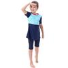 Girls' Short Sleeve Conservative Belly-Covering Swimsuit for Southeast Asian Children