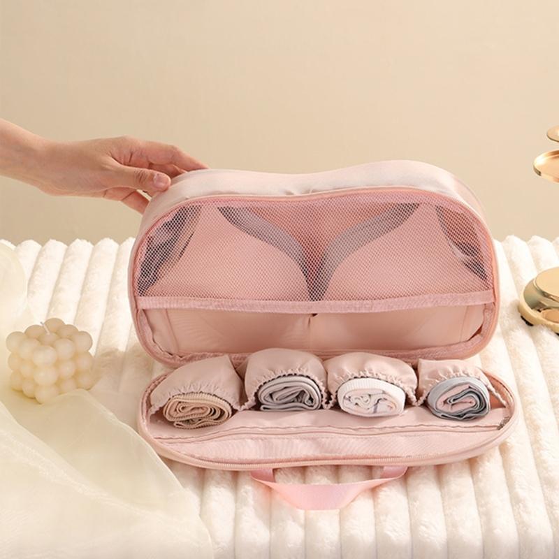 1 Piece Compact Lingerie Travel Case For Bras Panties Socks Multiple Pocket Design Portable Foldable Holiday Storage Accessory
