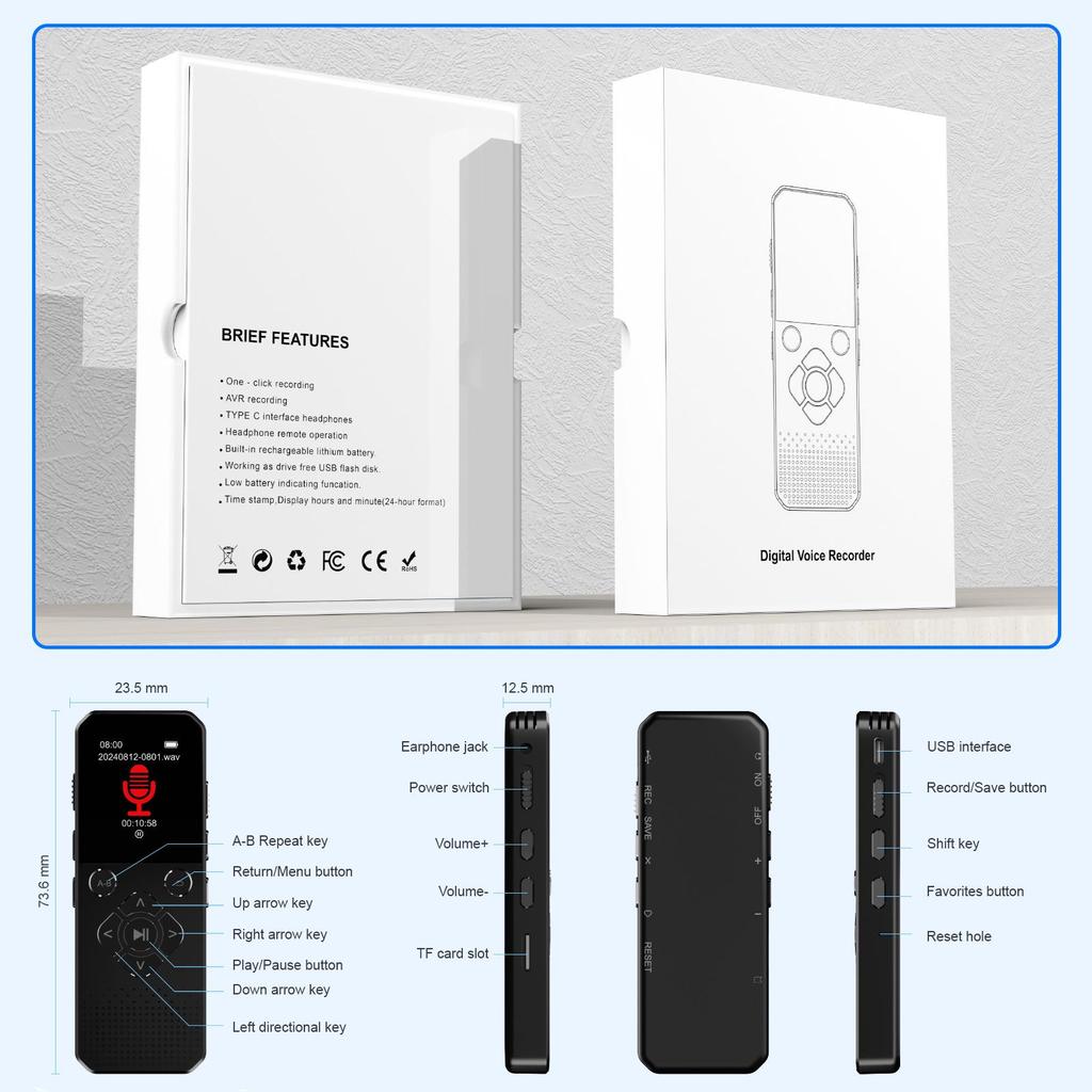 High-Definition Noise-Reducing Voice Recorder with Long Standby for Students and Business Meetings