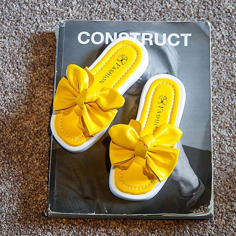 Solid Black Kids Fashion Bow Princess Shoes 2024 Summer New Britain Style Children Flat Open-toe Casual Girls PU Thick Bottom