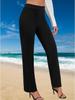 Sofort verfügbar High Waist Lässige Einfarbige Damen Gerade Hosen für Frühling, Sommer, Herbst