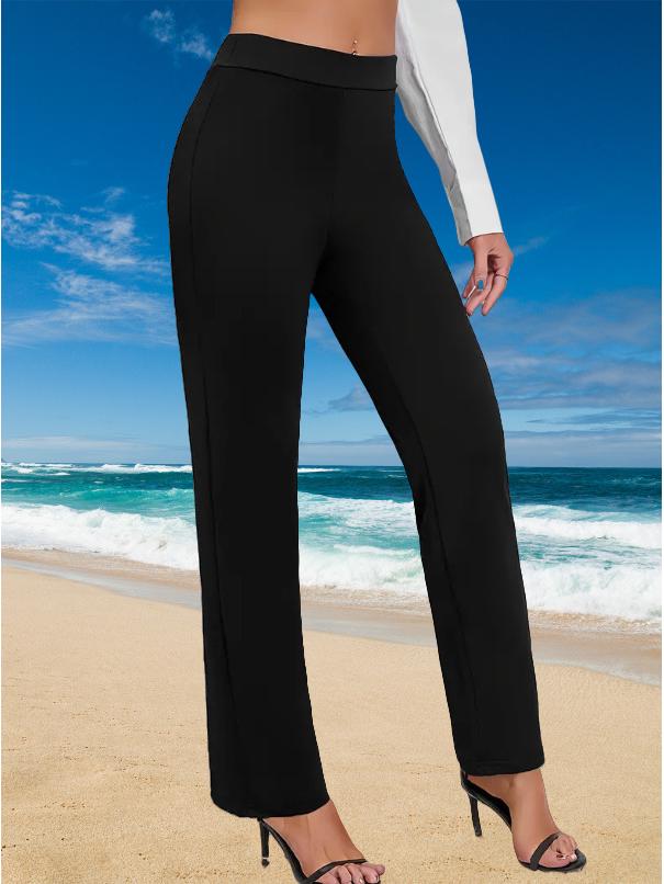 Sofort verfügbar High Waist Lässige Einfarbige Damen Gerade Hosen für Frühling, Sommer, Herbst