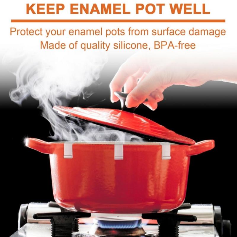 4Pcs Silicone Oven Lid Protector Clips Set Cookware Protector Clips Cookware Protectors Pan Clips For Display Storage Stacking