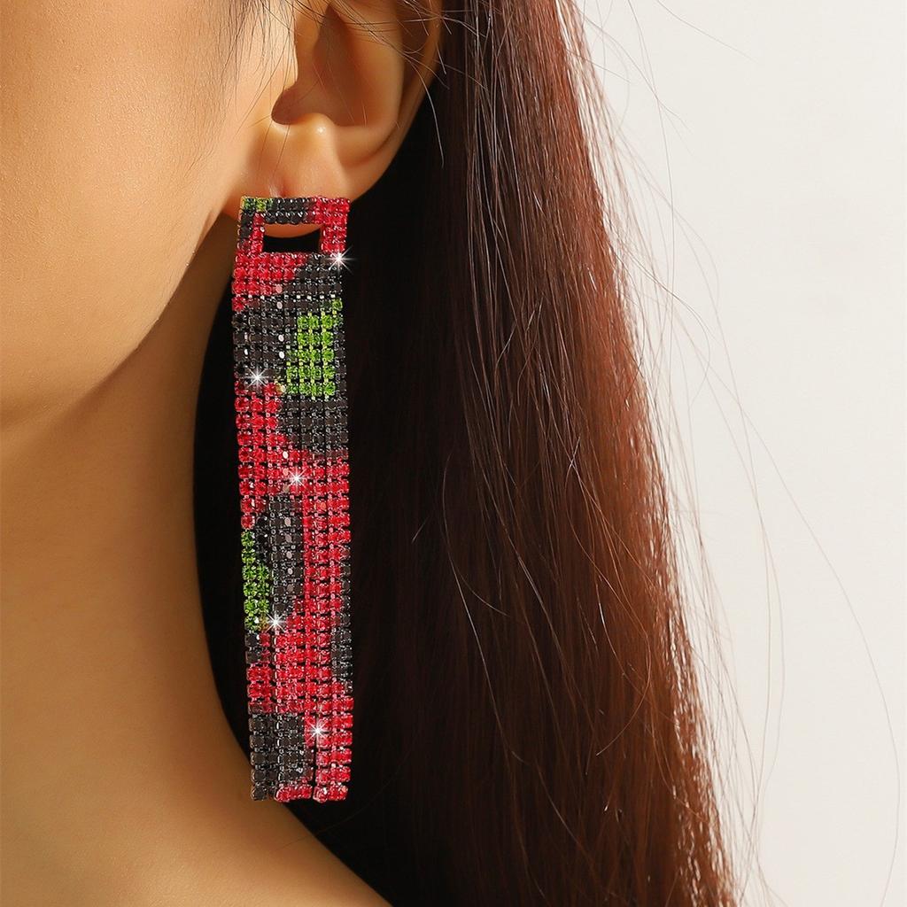 Personalized Super Flash Rhinestone Long Fringed Earrings