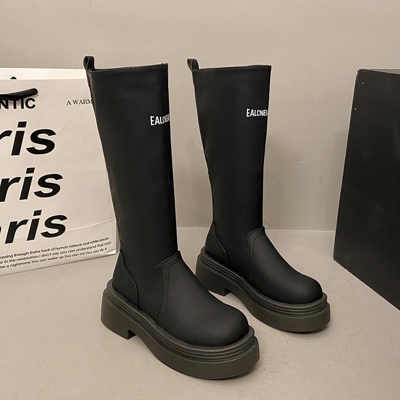 

Thick-soled but knee-high knight boots women s autumn and winter boots women s 2025 new popular spring and autumn boots 35 чёрный