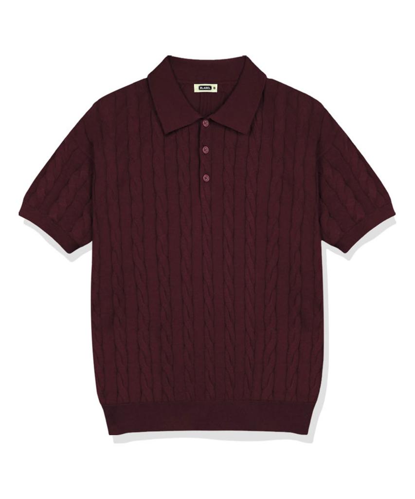 Beijiglabel Oinel Cable Button Collar Short-Sleeve Knit 4 Color [Blsk_1001]
