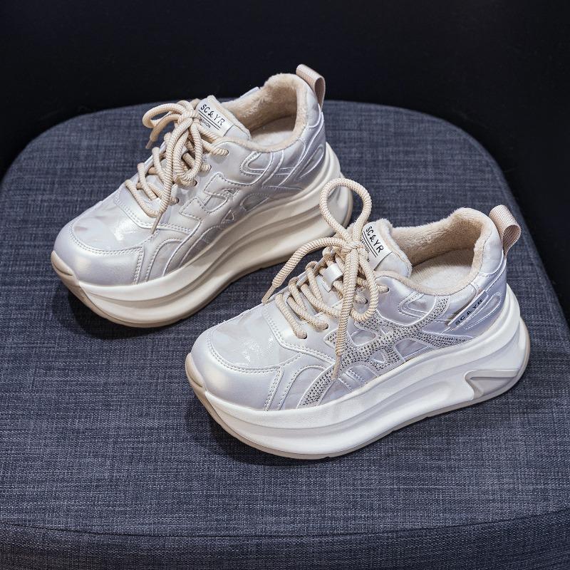 Winter new fluffy shoes new fleece thickened warm heightening shoes platform snow boots women 33