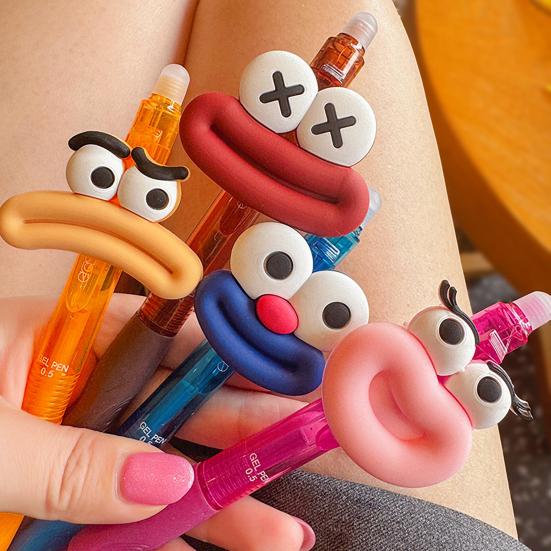 Cute Large Mouth Gel Pen Cartoon Ballpoint Pens Comfortable Grip Colorful Writing Pen for School Office Party