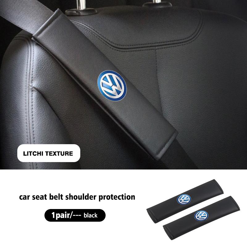 BIG1 For Volkswagen VW 2pcs Car Seat Belt Shoulder Protector Litchi Grain Fatigue Relief Pad Polo Jetta Sagitar Magotan Passat B5 B6