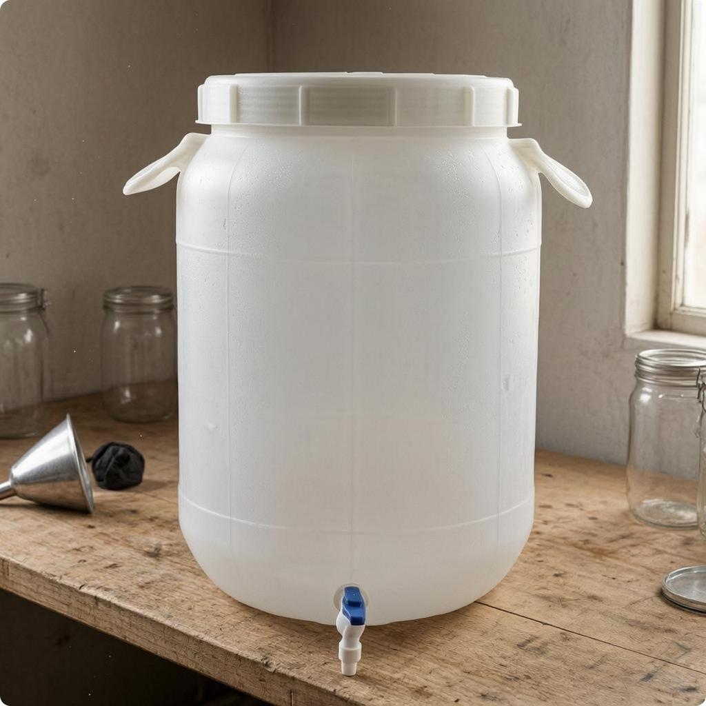 Storage Barrel with Inner Lid and Spigot Sturdy HDPE Water Bucket Portable Container for Liquid Storage