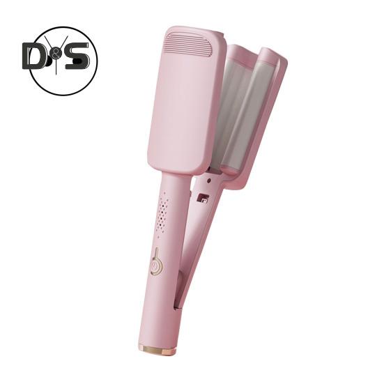 

32 мм V-образная плойка для завивки волос, керамическая, большие французские волны, щипцы для укладки, антиожоговая плойка для завивки глубоких волн для коротких и длинных волос EU розовый