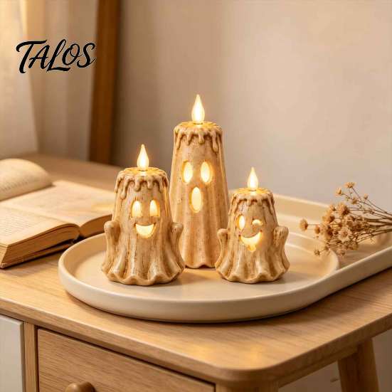 Detailed Resin Decor for House Halloween Ghost Candle Light Ornament, Desktop Sculpture, Figurine Decorative Small Sculptures Room Home Living Bedroom