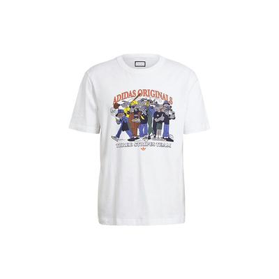 adidas Maglietta Originals Rateunion Stampa Cartone Animato Retro Manica Corta Sportiva Uomo Top Bianco GN3281