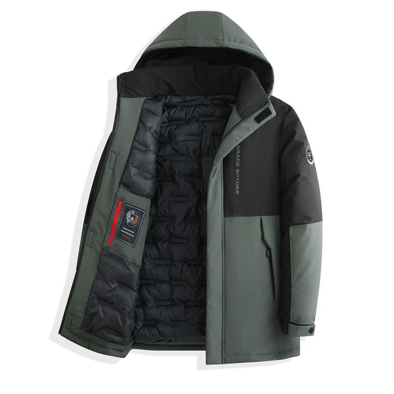

Зимняя мужская толстая куртка с капюшоном для улицы, повседневная, с цветными вставками, теплая, хлопковая XXXXL зелёный