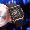 Men's Sports Chronograph Wrist Watch For Men Army Silicone Strap Square Quartz Stop Watch