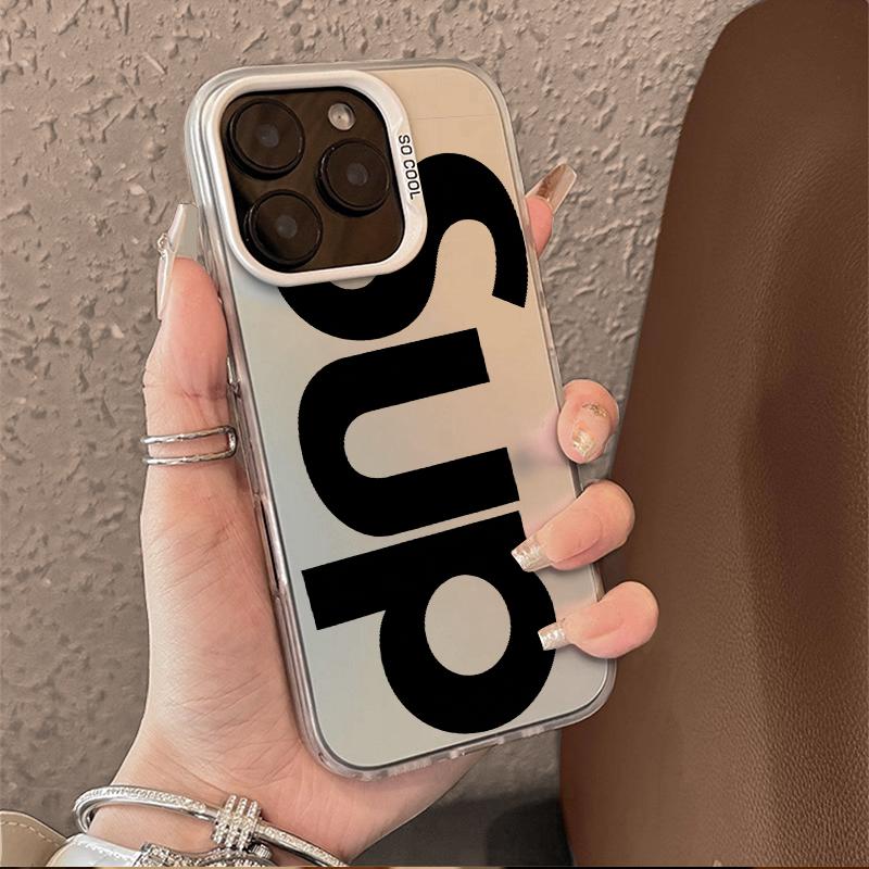 DNS Letter Pattern Hard Phone Case with Camera Bumper Compatible for iPhone 17 17E 16 16E 15 14 13 12 11 Air Pro Max Plus