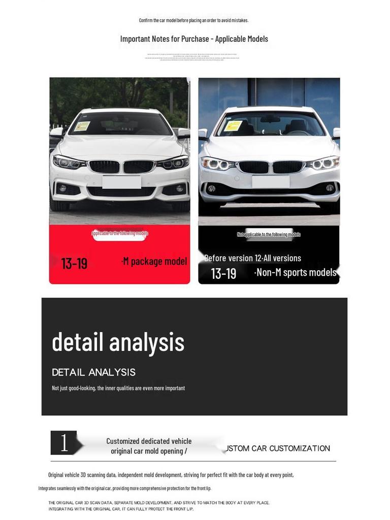 Compatible Front and Rear Lip Spoiler for BMW 4 Series 425i/430i with Quad Exhaust