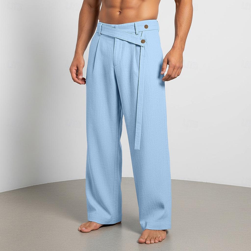 Herren Leinenhosen Hosen Sommerhosen Gerade Beine Einfach Komfort Atmungsaktiv Vollständig Lässig Täglich Urlaub Mode