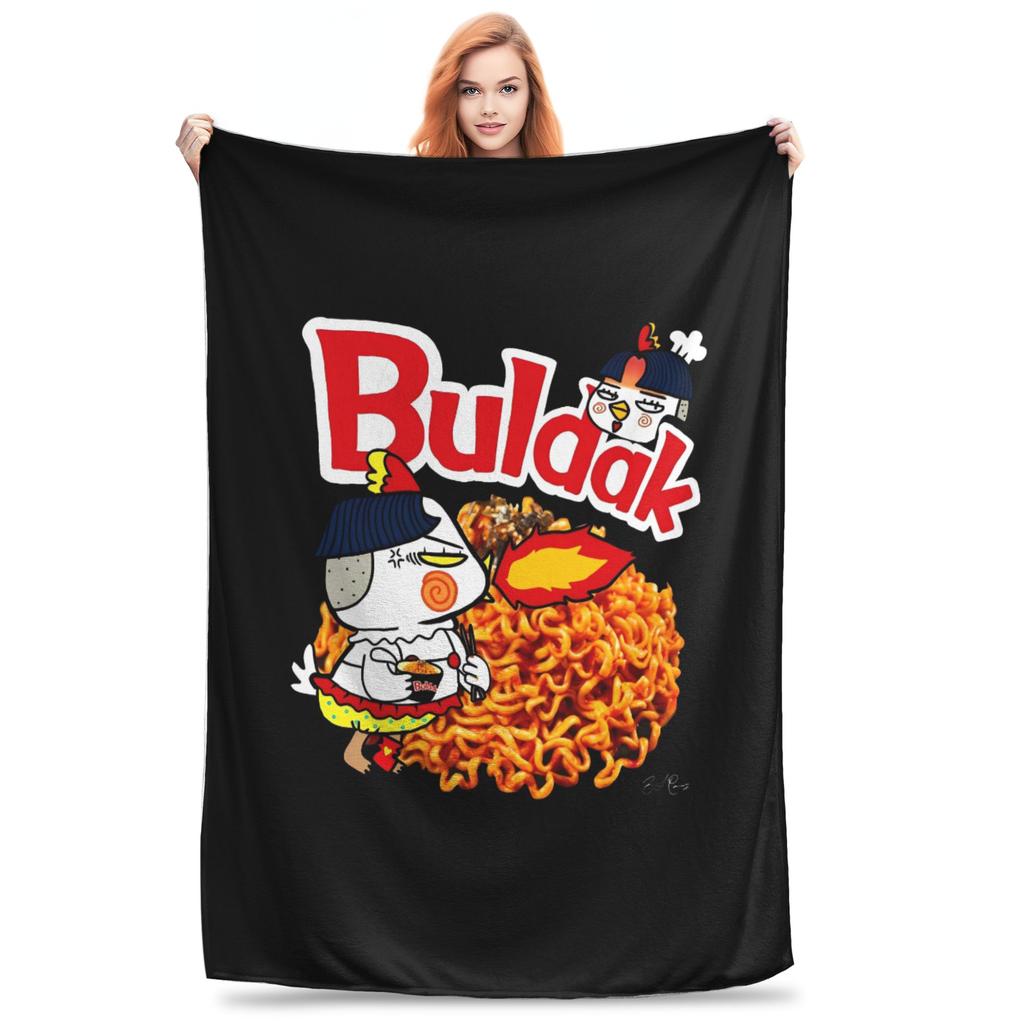 Kwaii Anime B-Buldak RameSn Coperte in Flanella Invernali Calde Morbide Plaid per Bambino Divano Letto Copriletto Divertente Copriletto Divano Letto