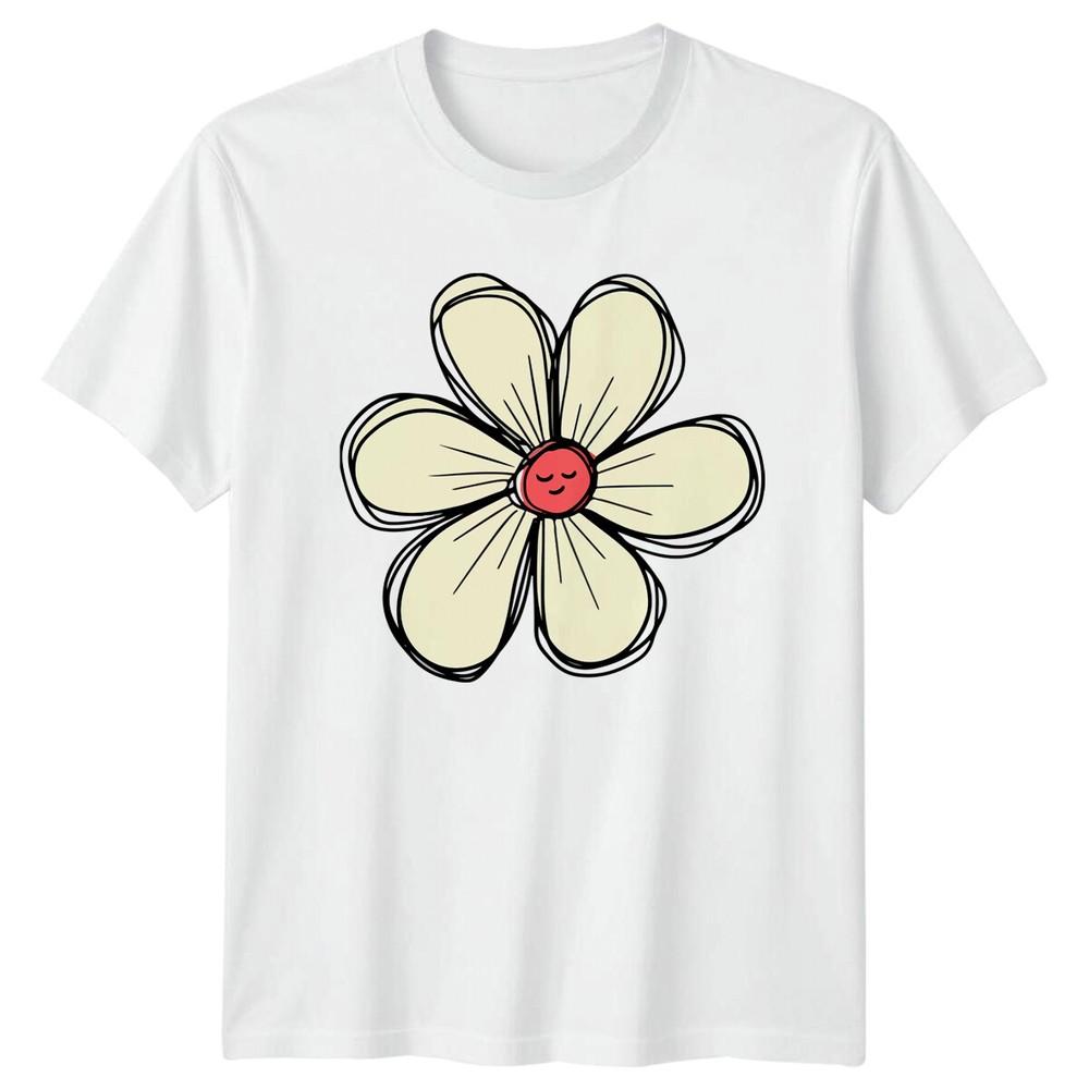 

Happy Flower Floral Graphic Tee Mens Womens Unisex Nature Top Unisex T-Shirt XXL