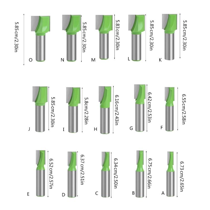 Langlebigkeit Stahlspitzen-Bodenreinigungsfräser für effiziente Holzbearbeitungsaufgaben mit 1/2-Zoll-Schaft und grünen Oberflächen