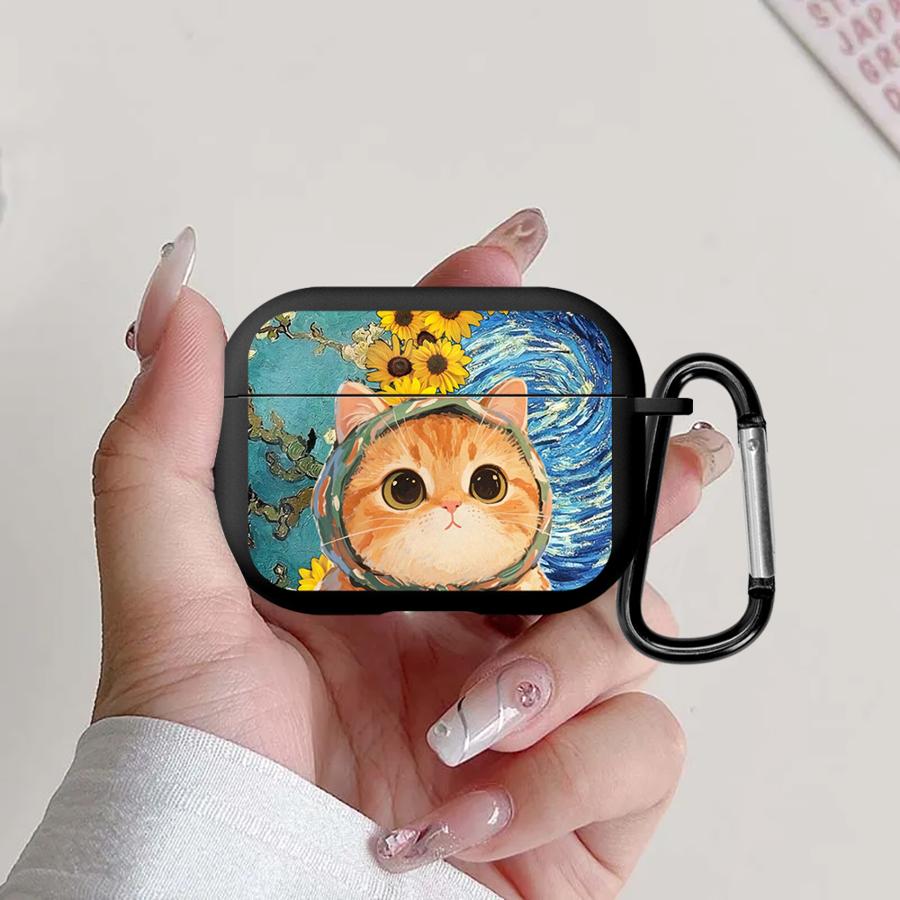Earphone Cases Cover Case For Airpods 3 Pro 4 Pro3 1 Pro2 2 Rustic Headscarf Cat