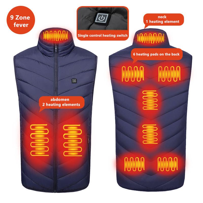 New Men'S Casual Stand Up Collar Outdoor Warm Electric Vest Winter Usb Port Intelligent Heating Sleeveless Coat(No Power Bank)