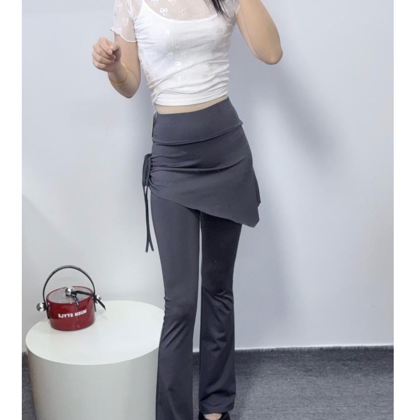 2025 Women's High Waist Two-In-One Micro Flare Yoga Pants Anti-Exposure Pilates Slimming Sports Outerwear