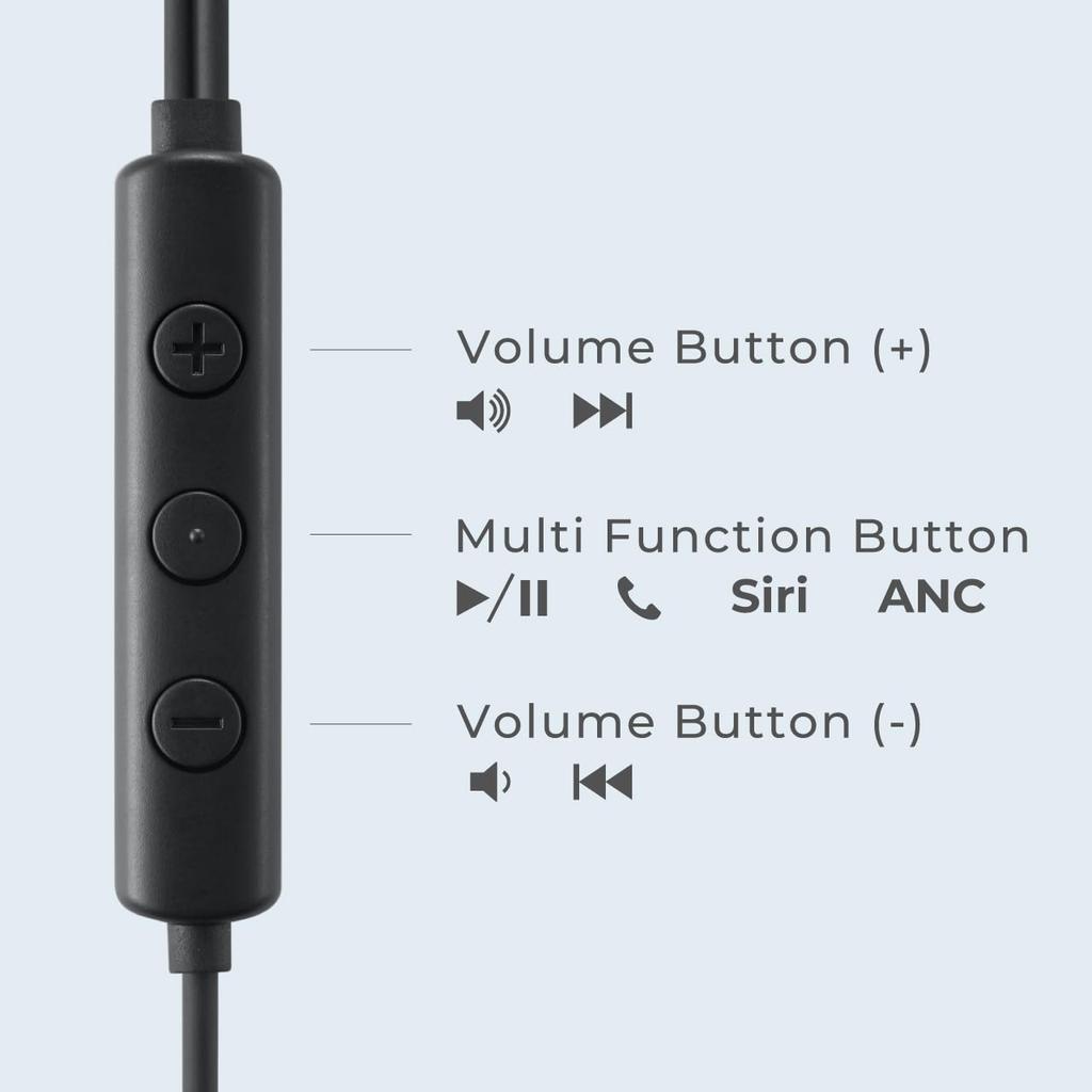 Radius HP-NE30C USB-C High-Resolution Wired Earphones with Noise Cancellation and Ambient Mode