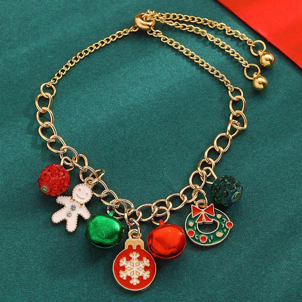 Christmas Women's Bracelet: European & American Creative Snowflake, Reindeer, Bell, Santa Claus Drawstring Design