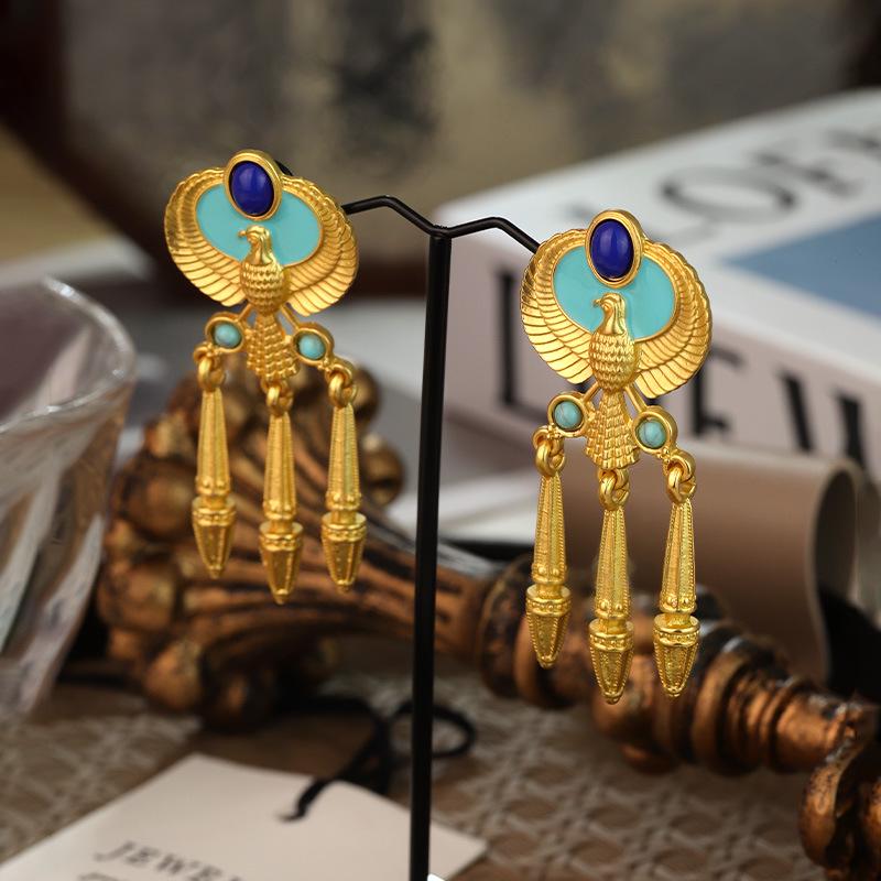 

Винтажные серьги-кисточки Феникс: Серебряная Игла, Французский Ретро Дворцовый Стиль, Преувеличенный Индивидуальный Дизайн