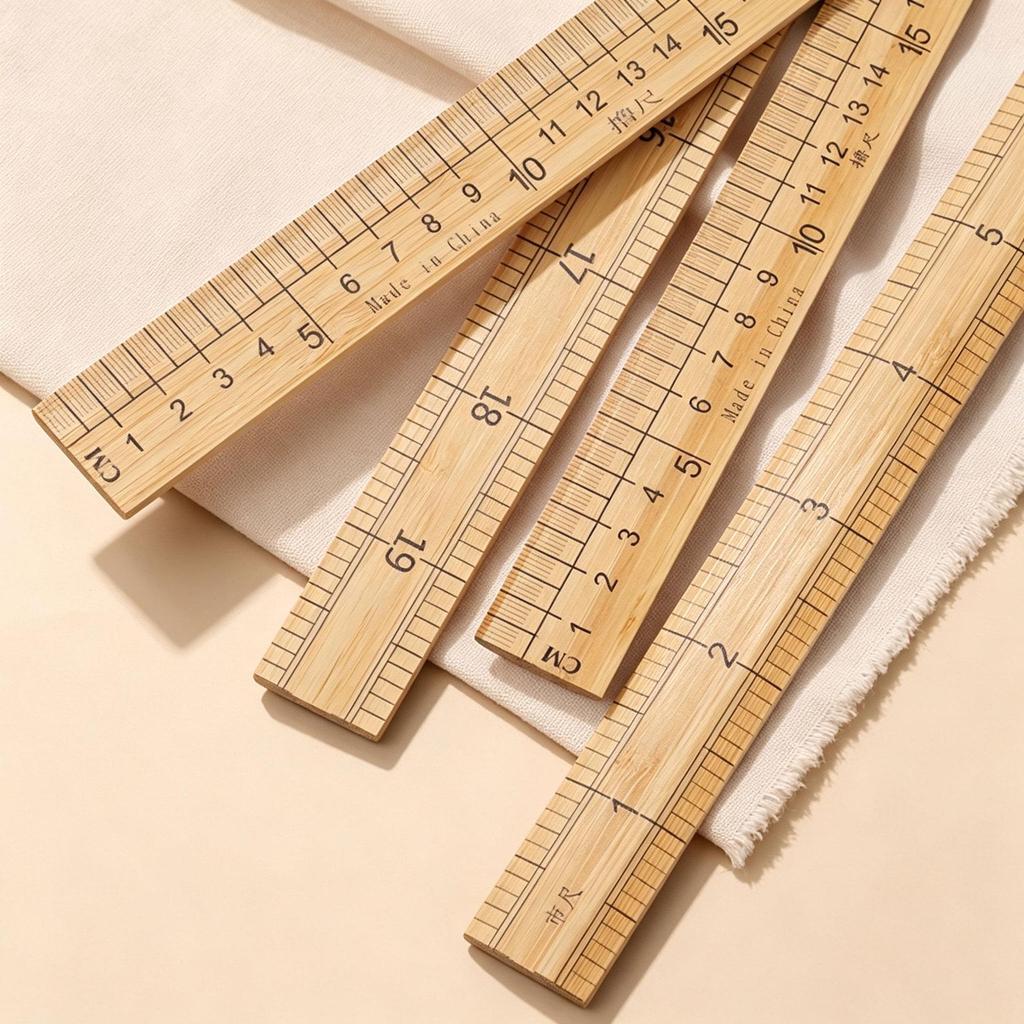 High-Quality Dual-Scale Bamboo Tailor's Ruler for Hanfu Cutting