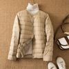Lightweight Down Jacket for Women Short Style with White Duck Down Inner Lining Worn On The Outside and Paired with Round Neck Warm Oversized Jacket