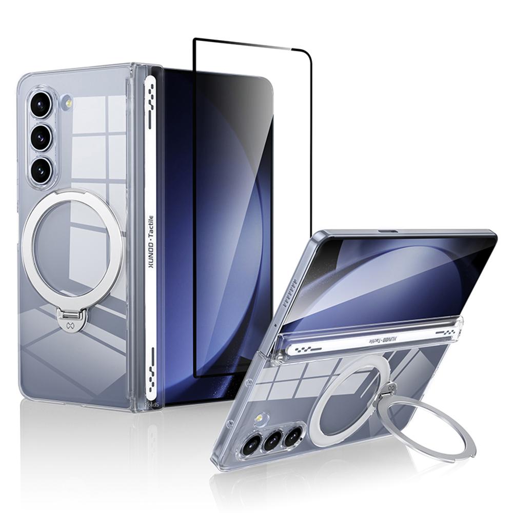 

XUNDD Чехол для Samsung Galaxy Z Fold5 5G, совместимый с MagSafe, подставка, ПК-крышка с закаленным стеклом A
