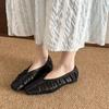 Fashion Elegant Square Head Pleated Shallow Mouth Casual Flat Single Shoes for Women 2025 Autumn New Versatile Comfortable Fashion Flats