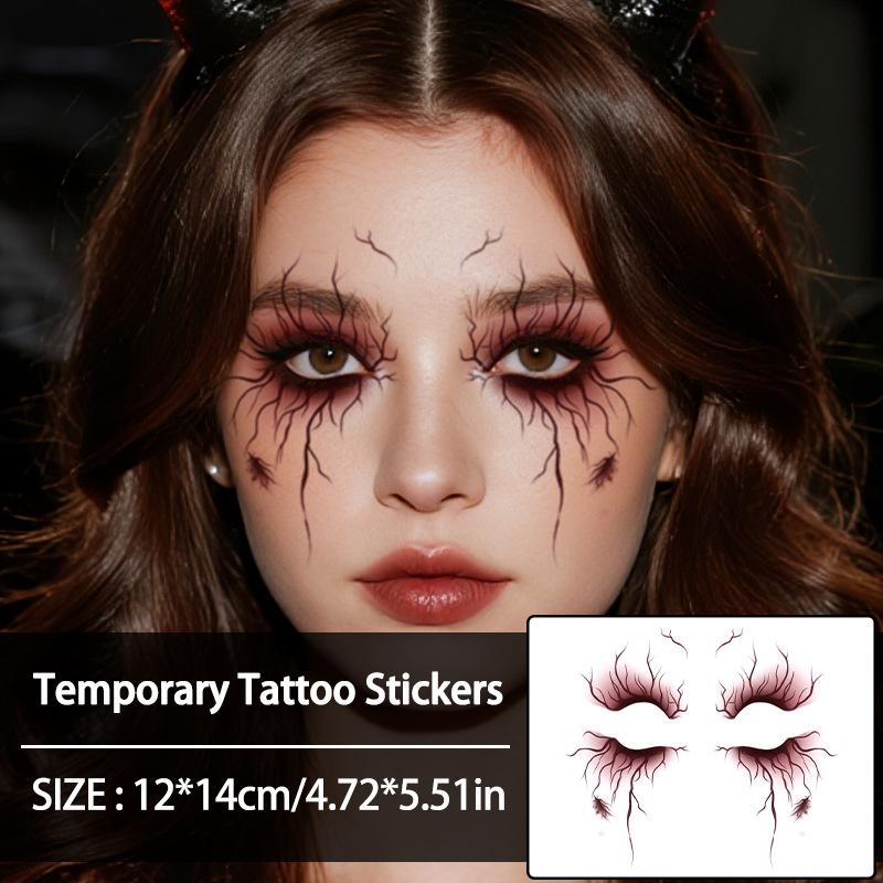 Falešné tetování s žilkovaným designem pro halloweenskou párty, tělové umění, vodotěsné vaskulární tetovací nálepky pro ženy, muže, obočí, obličej, make-up