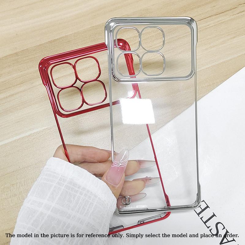 Plating Frameless Transparent Phone Case For Xiaomi Redmi K80 Pro Champion Shockproof Bumper Colorful Hard Shell Protective Back Cover