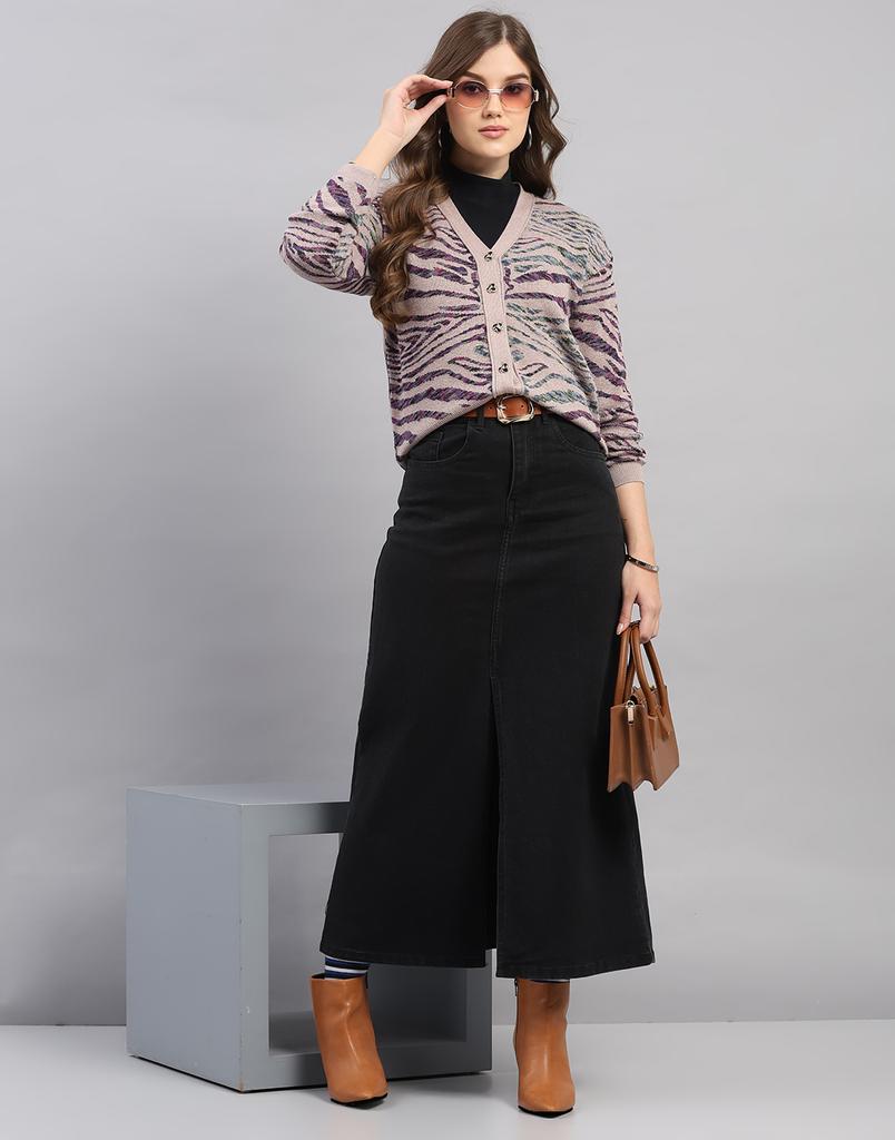 MONTE CARLO Damen V-Ausschnitt Langarm Strickjacke