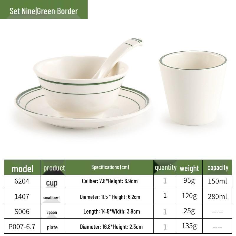 Melamine Four-Piece Table Set: Imitation Porcelain Plastic Bowls & Plates for Restaurants and Hotels
