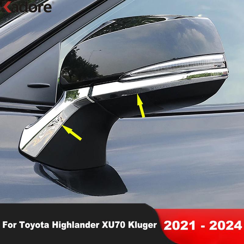 Car Accessories For Toyota Highlander Hybrid    2024 Chrome Side Door Rearview Mirror Cover Trims Molding Strips