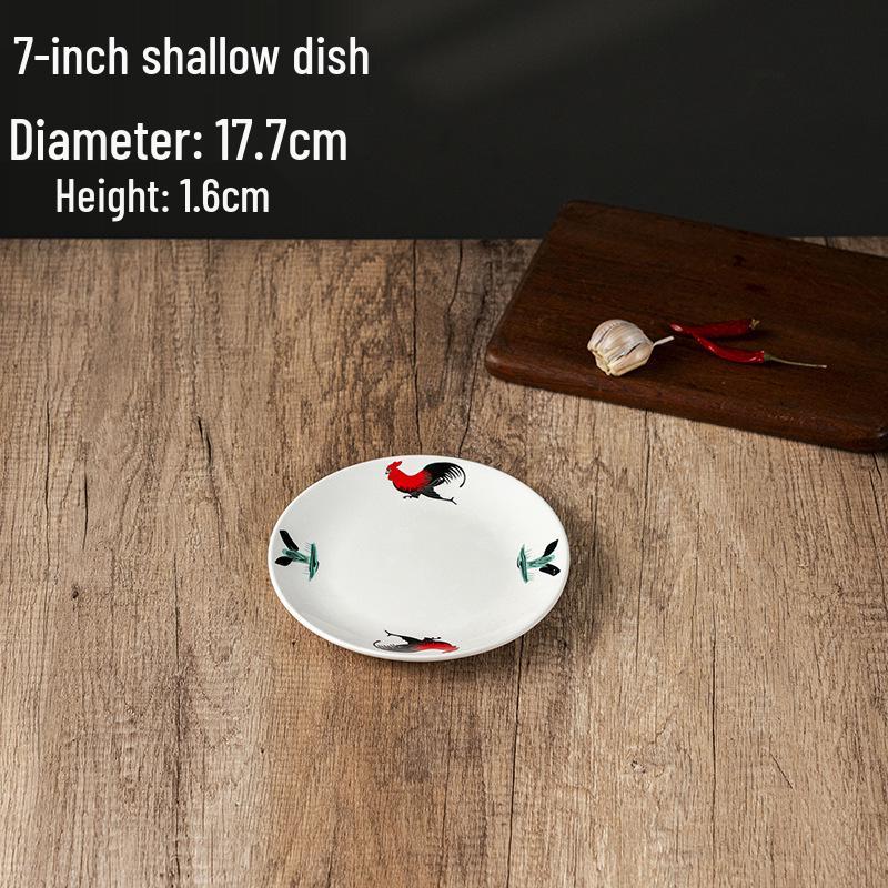 Rooster Series Traditional Oval Ceramic Fish Plate for Hotels & Restaurants