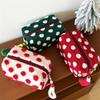 1Pcs Christmas Style Makeup Bag Dot Cosmetic Pouch with Handle Gift for Women Large Capacity Travel Toiletry Wristlet Purse Organizer