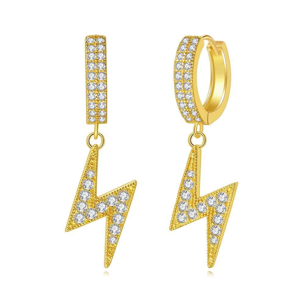 Rapper Hip Hop Blitz Hängeohrring Iced Out Zirkonia Tropfen Persönlichkeit Ohrpiercing Zubehör Punk Mode Schmuck OHE032 beige