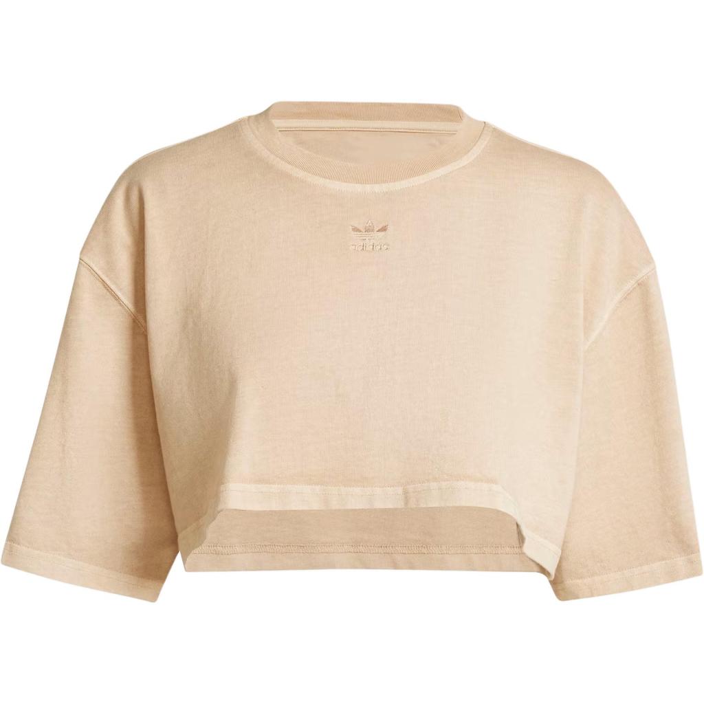 Adidas Originals Essentials Cropped Tee Sports Casual Dopamine Tight Short Sleeve T-Shirt Women Tops Brown IR5997