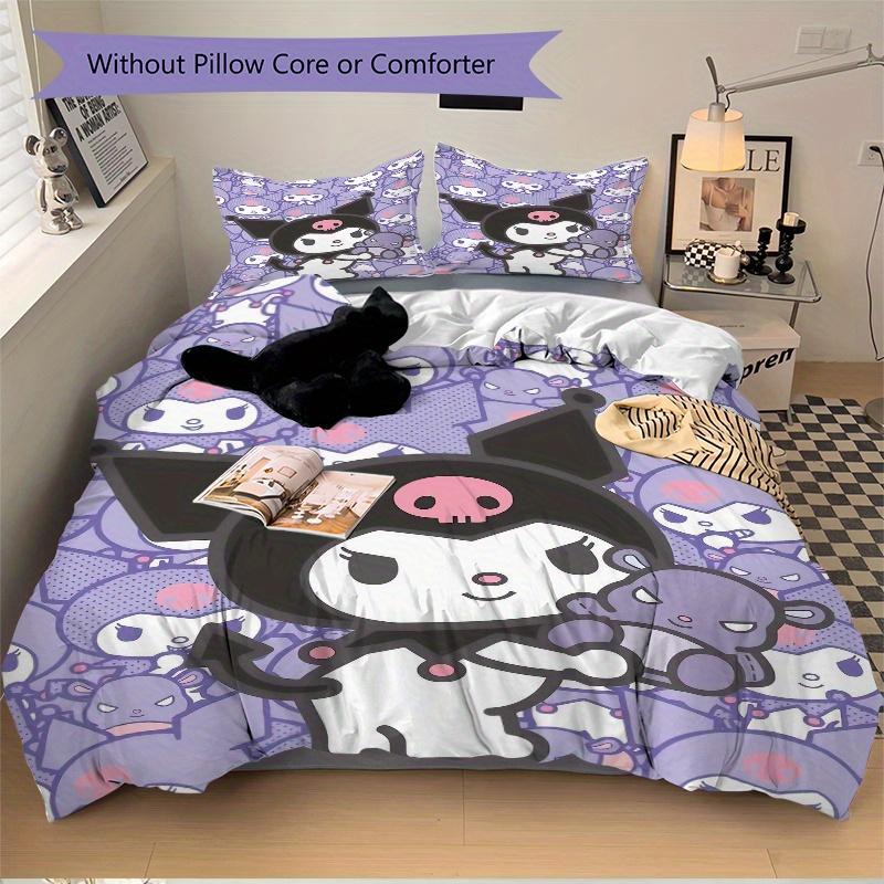 3pcs Kuromi Bedding Set - Includes Quilt Cover and Pillowcases, Suitable for All Seasons, Machine Washable - Ideal Gift for Family and Frien