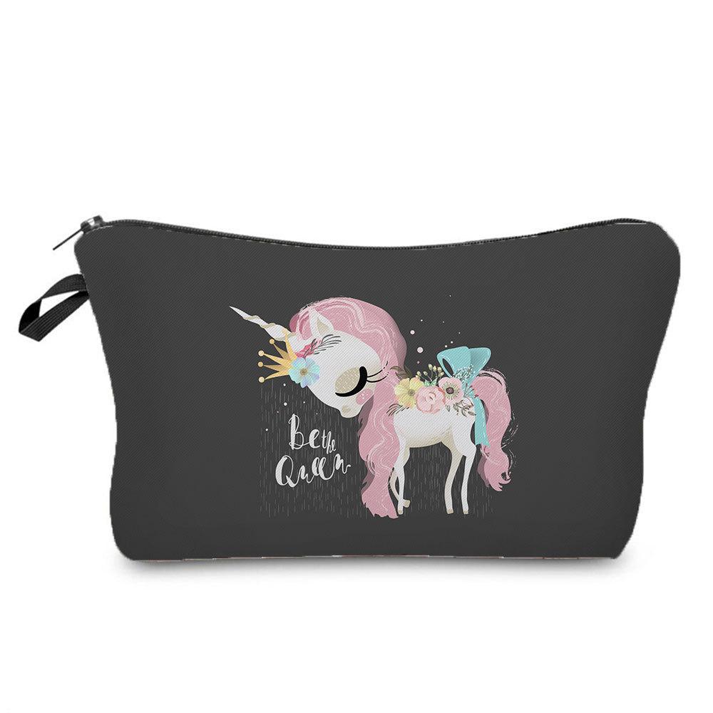 Women Unicorn Print Cosmetic Bag Toiletries Organize Travel Storage Case 6365 KTB